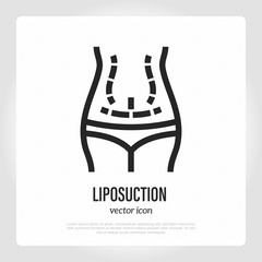 Liposuction thin line icon: abdominal plastic surgery. Vector illustration.