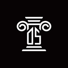DS monogram logo with pillar style design template