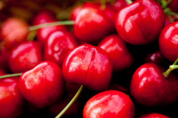 cherries on apile macro