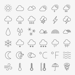 Obraz premium Weather Line Icons Set