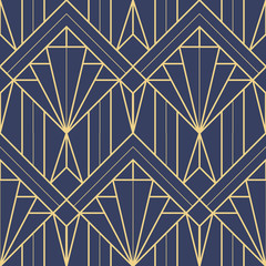 Abstract blue art deco seamless pattern