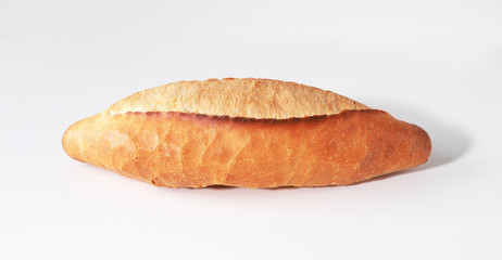 Baked bread on white background