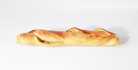 Baked bread on white background