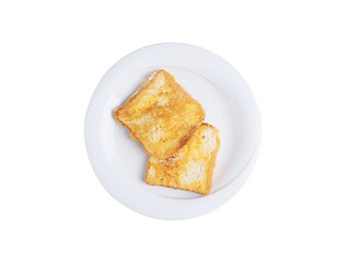 Egg bread on white plate