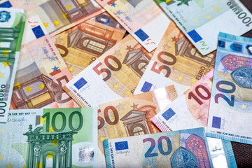 Obraz na płótnie Canvas different euro bills as background