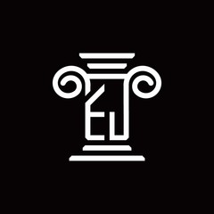 EJ monogram logo with pillar style design template