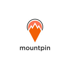ILLUSTRATION PIN MOUNTAIN LOGO ICON TEMPLATE DESIGN VECTOR FOR YOUR BUSINESS