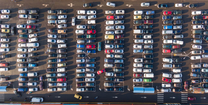 No empty parking lots for cars, aerial view.