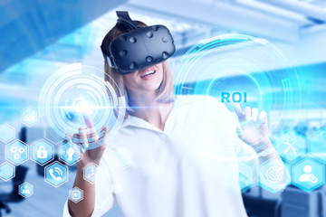 Business, Technology, Internet and network concept. ROI Return on Investment Finance Profit Success.