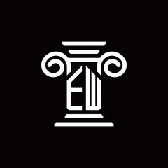 EW monogram logo with pillar style design template