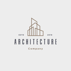 Outline Architecture real estate building logo design template