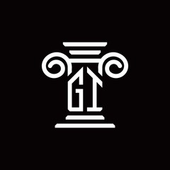 GI monogram logo with pillar style design template