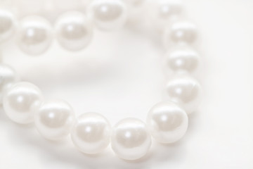 Pearl beads white string jewelry isolated background