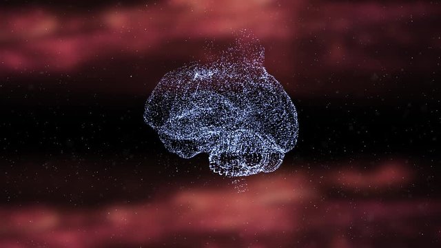 Abstract video of human brain in fire flames against black background.