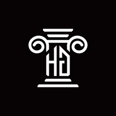 HG monogram logo with pillar style design template