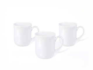 White mugs on a white background.