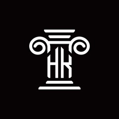 HK monogram logo with pillar style design template