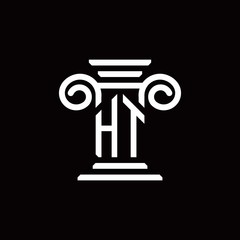 HT monogram logo with pillar style design template