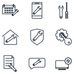 repair Set icon template color editable. building, construction and home repair tools pack symbol vector sign isolated on white background illustration for graphic and web design.