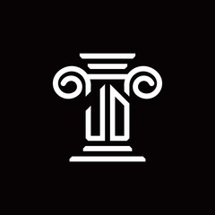 JD monogram logo with pillar style design template