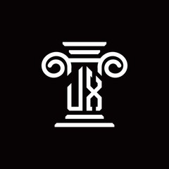 JX monogram logo with pillar style design template