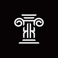 KK monogram logo with pillar style design template