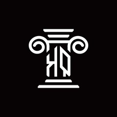 KQ monogram logo with pillar style design template