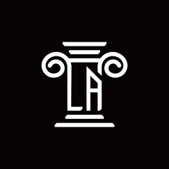 LA monogram logo with pillar style design template