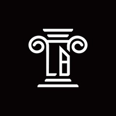 LB monogram logo with pillar style design template