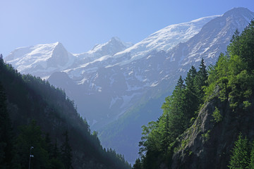 Landscape view of the Massif du Mont Blanc near Chamonix, France
