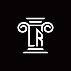 LR monogram logo with pillar style design template