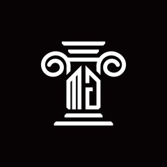 MG monogram logo with pillar style design template
