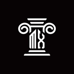 MX monogram logo with pillar style design template