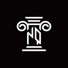 NQ monogram logo with pillar style design template