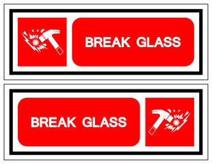 Break Glass Symbol Sign, Vector Illustration, Isolate On White Background Label. EPS10