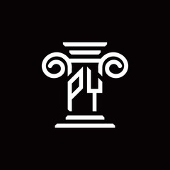 PY monogram logo with pillar style design template