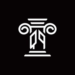 QP monogram logo with pillar style design template