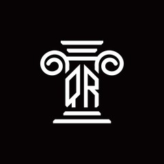 QR monogram logo with pillar style design template