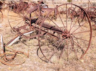Rusted Equipment Junkyard Graveyard with Deserted Farm Machines