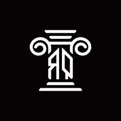 RQ monogram logo with pillar style design template