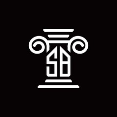 SB monogram logo with pillar style design template