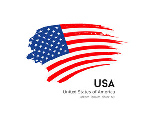 Flag of usa vector brush stroke design isolated on white background, illustration