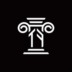 TF monogram logo with pillar style design template