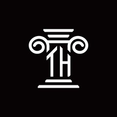 TH monogram logo with pillar style design template