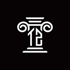 TZ monogram logo with pillar style design template