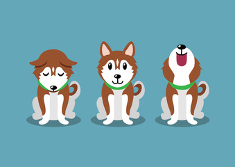 Cartoon character brown siberian husky dog poses for design.