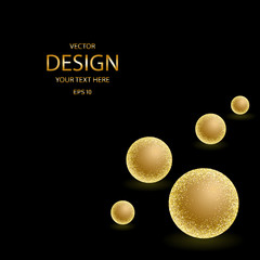 Vector abstract luxury background. Golden balls on a black background.