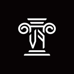 VF monogram logo with pillar style design template