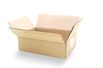 Brown box is empty on white background