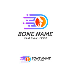 Fast Bone logo design vector, Pixel Bone concept symbol, Knee Tech icon, Knee logo template, Creative design